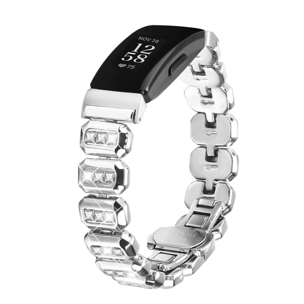 Fitbit Inspire Square Diamond Butterfly Buckle Silver