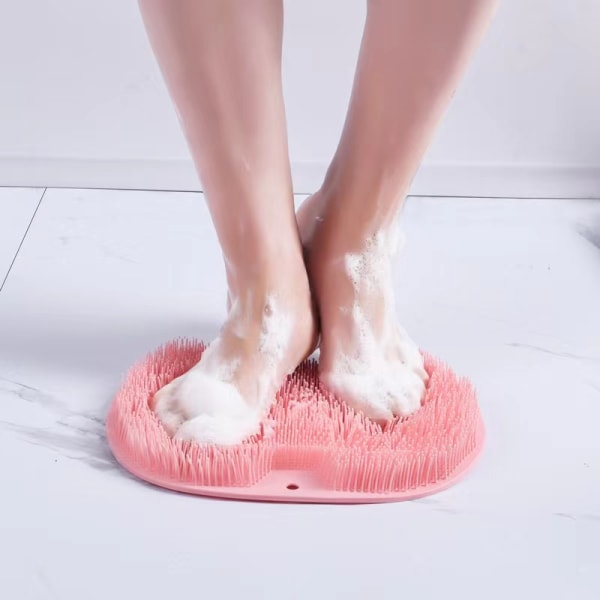 Badborste - Fotmassagematta Duschmatta med sugkopp tvättmatta (rosa)