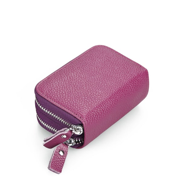 Anti-magnetisk førstelags okselædertaske, stor møntpung Purple