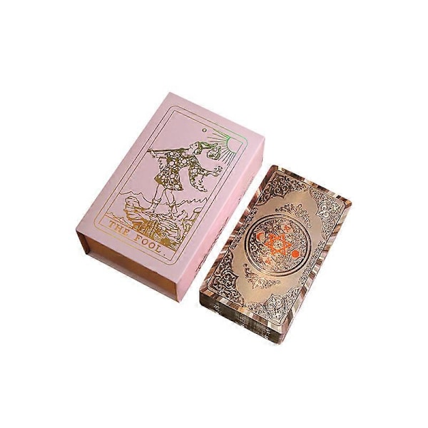 (A)78 Tarot-korttia opaskirjan kera, PVC-vesitiivis ryppyjenkestävä ylellinen kultafolioinen klassinen Rider Waite Tarot-korttipakka upeassa laatikossa aloittelijoille
