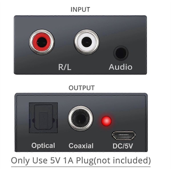 Analog till Digital Ljudomvandlare R/L RCA 3.5mm AUX till Digital Koaxial Toslink Optisk Ljudadapter för PS3