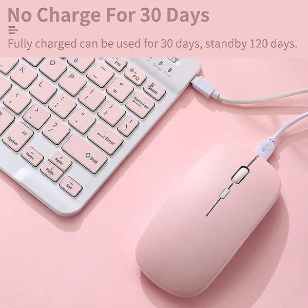 10 tommers trådløst bluetooth-tastatur (rosa)