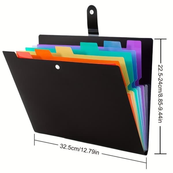 Udtrækkelig A4-sorteringsmappe Harmonika - 7 rum - Sort - 32,5 x 22,5 cm