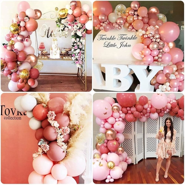 Ballongbåge girland set, rosa guld fest ballong dekoration set bröllop examen dag dekoration