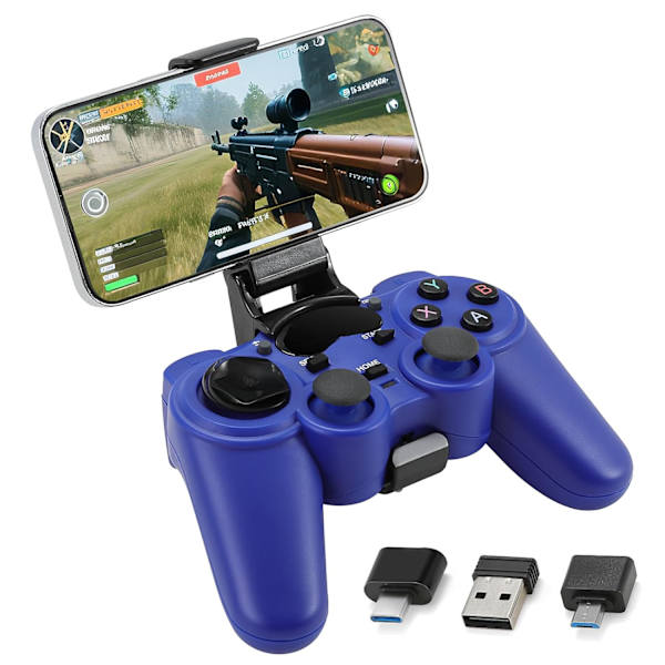 2025 Seneste Model USB Trådløs Spilcontroller Gamepad til PC/Laptop Computer (Windows XP/7/8/10) & PS3 & Android & Steam Blå