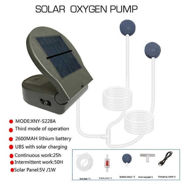 Solcellsdriven Dammluftare Syrepump Vikbar Solvattenluftpump