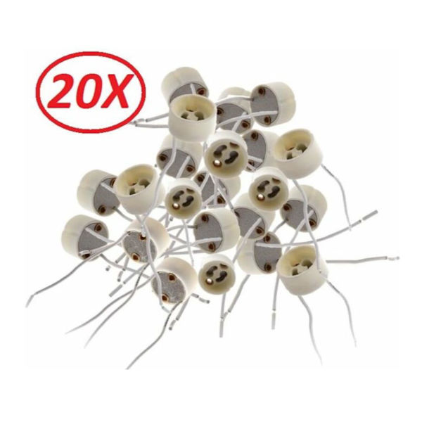 Set med 20 GU10-socklar för halogen- eller LED-lampor