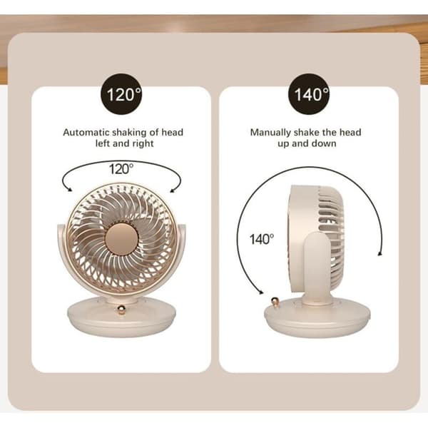 Ventilator. Elektrisk bordcirkulationsventilator. Tre-trins USB oscillerende hoved