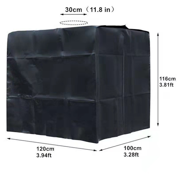 Svart UV-skyddande lock för 1000 liters tank