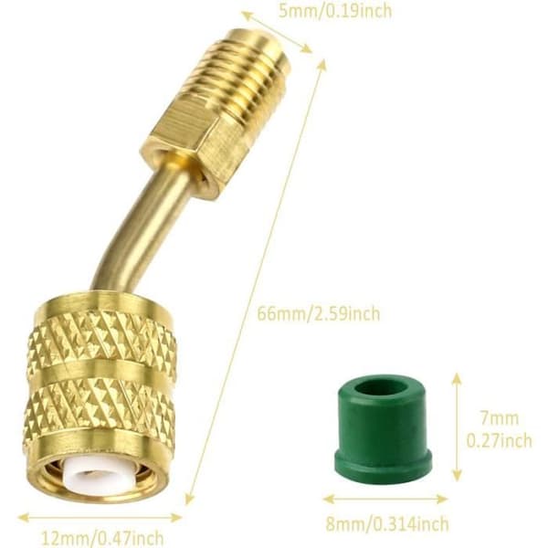 R410A Stikadapter til Aircondition, Vinklet, 4 Stk, Stabil Messingstik til Aircondition og Service