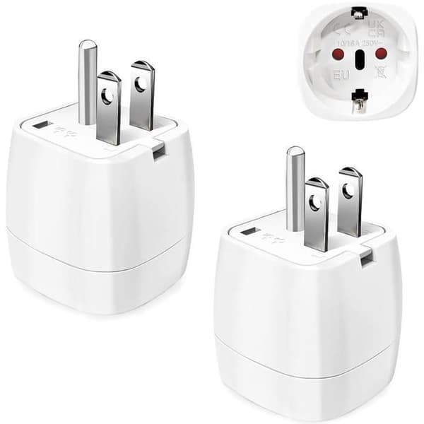 【2 Stykker】 US Stikadapter, Rejseadaptertilbehør, FR 2-benet til US 3-benet Stikadapter til Canada, Mexico, Thailand
