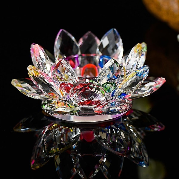 7 farver Krystalglas Lotu Blomsterlys fyrfadsstage Buddhistisk Lysestage
