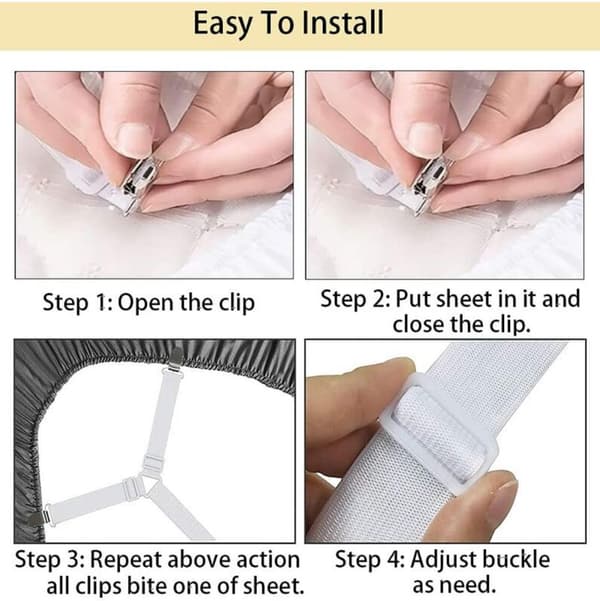 Antiskli-fikser for seng-sofatrekk Anti-drypp Multi-Grip-klips - 12 klips, hvit, 1 stk