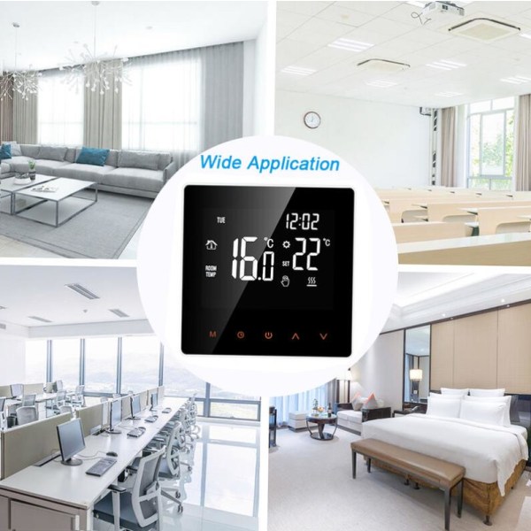 Smart termostat - digital temperaturregulator termostat (vit font orange nyckel) elektrisk uppvärmning 16A
