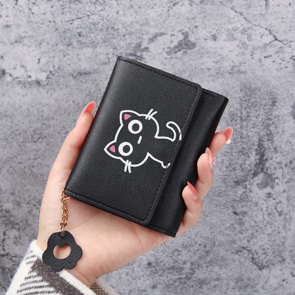 Kort plånbok mini myntväska liten och söt multi-kortplats väska black