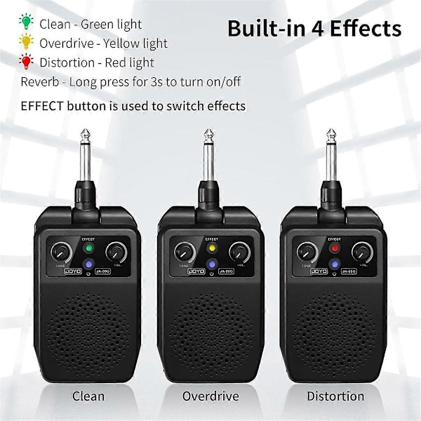 JOYO Mini Elektrisk Gitarforsterker 5W Oppladbar Gitarforsterker Bærbar Bluetooth Øvingsforsterker med