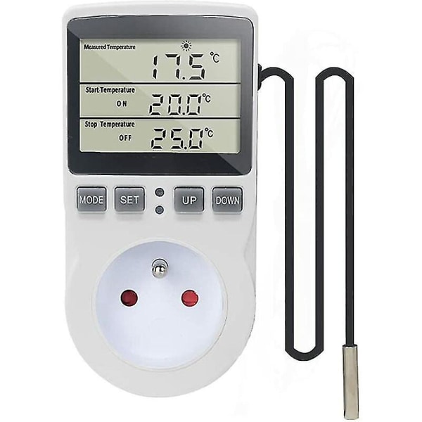 Plugg Termostat Digitaler Temperaturregler Heizung Khlung Mit Sonde, Lcd Plug Temperaturregler Timer Fr Aquarium Inkubator Gewchshaus