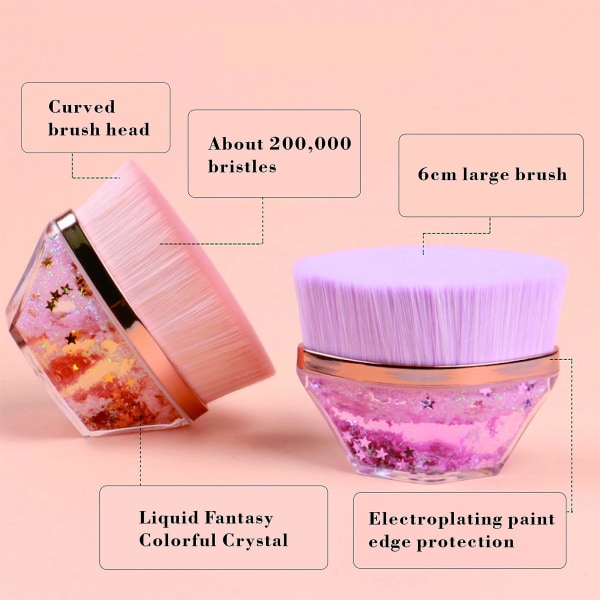 High Density Soft Magic Foundation-borste Multifunktionell makeupborste för ett brett utbud av foundations, med bärbart case (rosa)