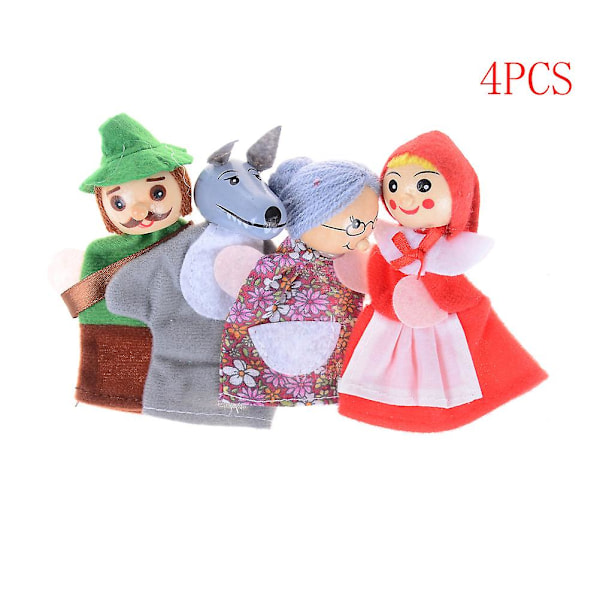 4pcs/set Storytelling Doll Fairy Tale Little Red Riding Hood Finger Puppets Kids Children Baby Educational Toys