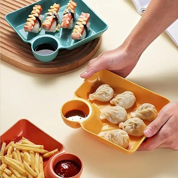 1 kpl neliömäinen nyyttilevy etikkakupilla, kotitekoinen nyyttilevy, sushilevy, välipalalevy monipuolinen levy  Keltainen 1 kpl