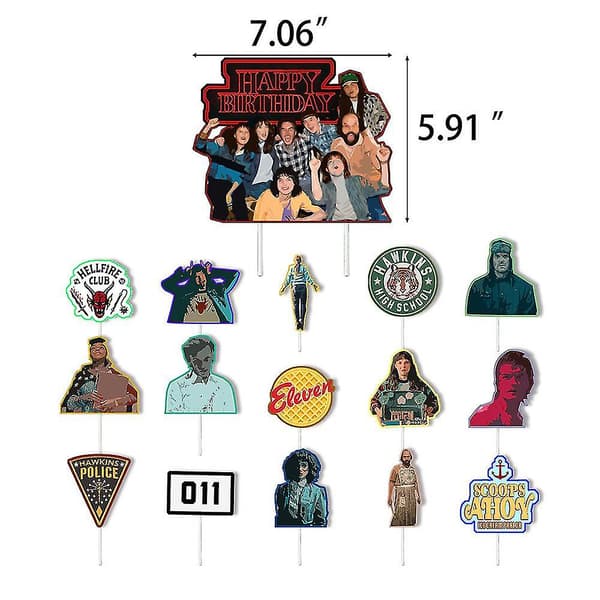 Stranger Things Temafest Dekorationer Baggrundsballoner Banner Kagetopper Sæt