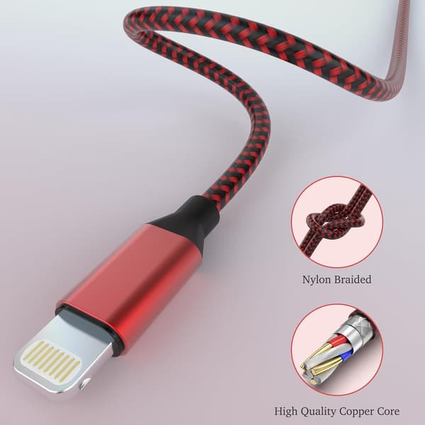 2025 Senaste Modell [Apple MFi-certifierad] iPhone Laddningskabel, 6-pack 1/1/2/2/2/3M iPhone Lightning-kabel, Nylonflätad USB A iPhone C
