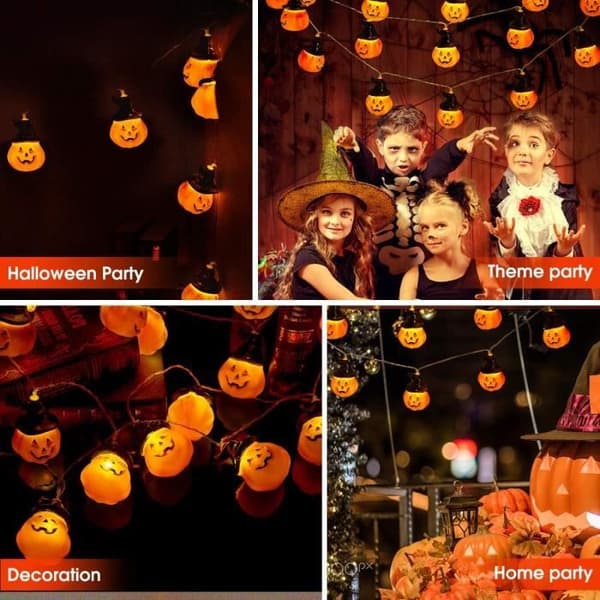 Halloween græskar lyskæde - 20 LED - 3 m - Indendørs - Batteri