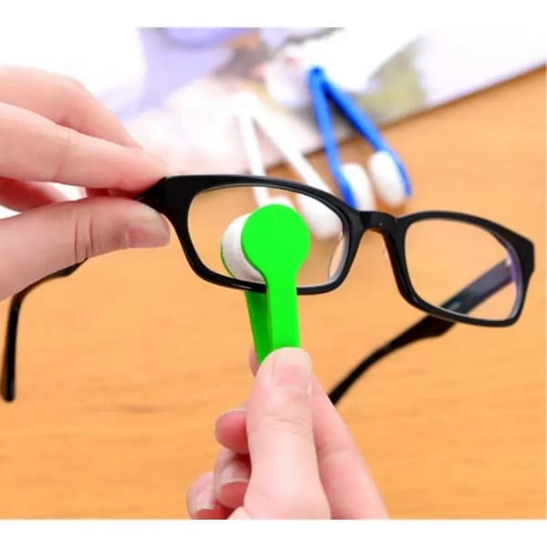 1 Pack Mini Dubbelsidig glasögonborste Microfiber Glasögonrengöring Röd