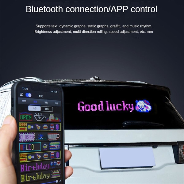 LED Pixel Panel, USB 5V Fleksibelt LED-modul RGB Rullende Tekstanimationsdisplay, Bluetooth-app, 16x32