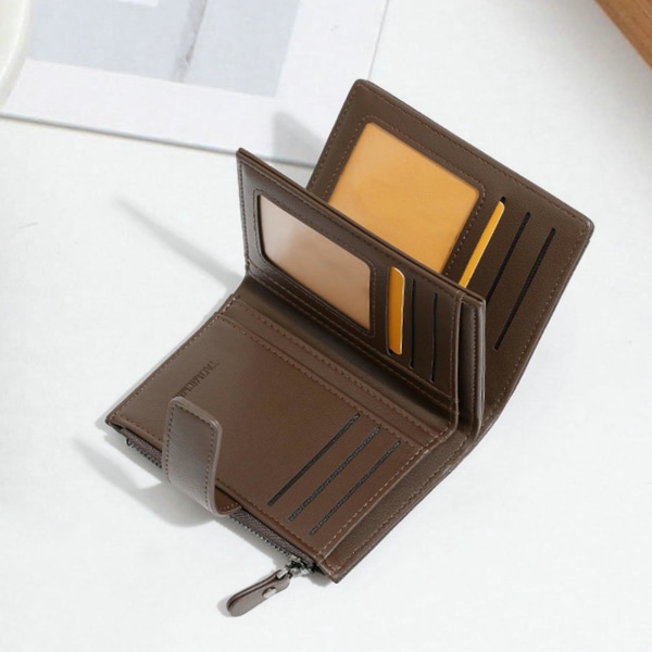 Retro lyhyt vetoketjullinen nahkainen monitoiminen yksinkertainen minikolikkolaukku Coffee