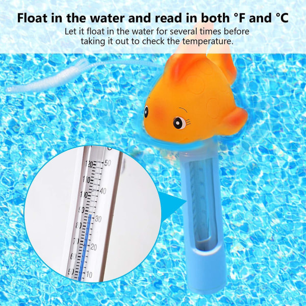 Bassengbassengtermometer, flytende bassengtermometer Søt tegneserietermometer Brukes til vanntemperatur til boblebad Svømmebassenger Badestamp Fiskedammen, Go