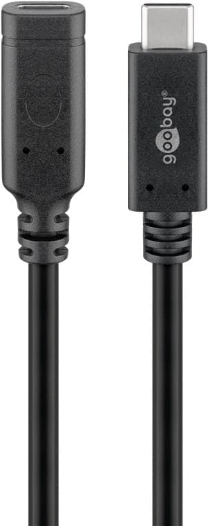 USB-C™-forlengelse, 1 m, svart