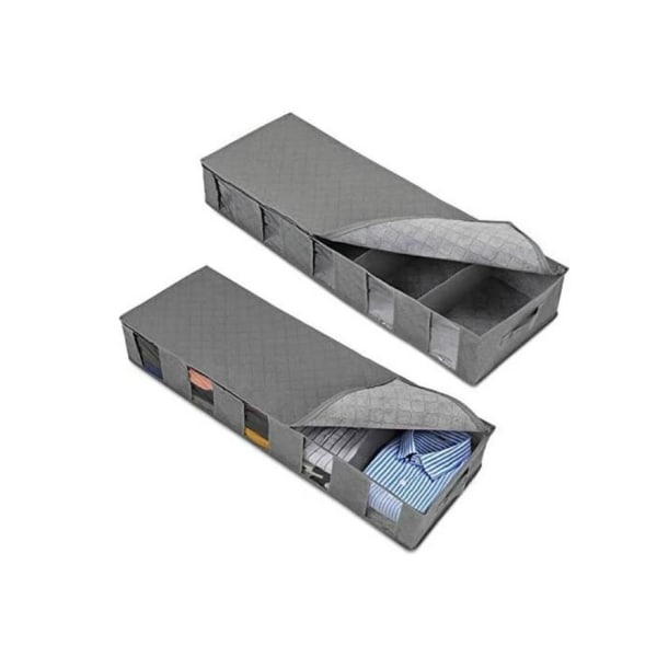Non-woven opbevaringspose til seng, støvtæt og fugtsikker, foldbar 97×33×15cm, grå, 2 stk.