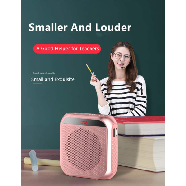 Bärbar högtalarförstärkare med trådbunden mikrofon Uppladdningsbar högtalarförstärkare (rosaguld)