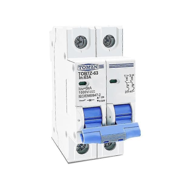 2p DC 1000V Solcelle Mini Afbryder DC MCB Afbryder til PV System, 63A
