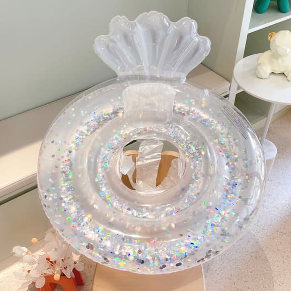 Uppblåsbar barnpoolflottör, transparent glitterskal - poolflottör - uppblåsbar boj