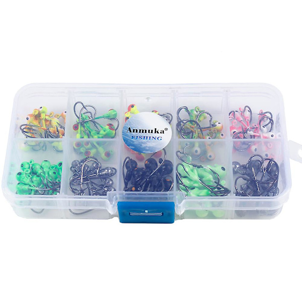 100 st/låda Multicolor Jig Head Hooks Med Enkelkrok Havsfiske Utrustning Tackle Box Nr.206698