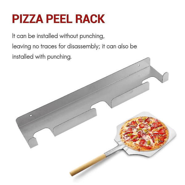 Pizzaskovl vægstativ børstet rustfrit stål Pizzaskrælstativ Vægmonteret bøjle Heavy Duty Pizza