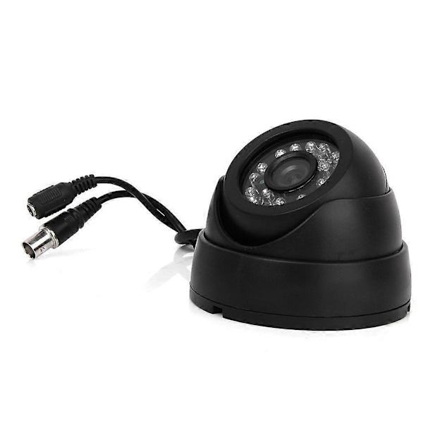 Svart Övervakningskamera PAL 1/3\" CMOS 700TVL 24 LED IR Cut 3.6mm Säkerhetskamera för inomhusbruk