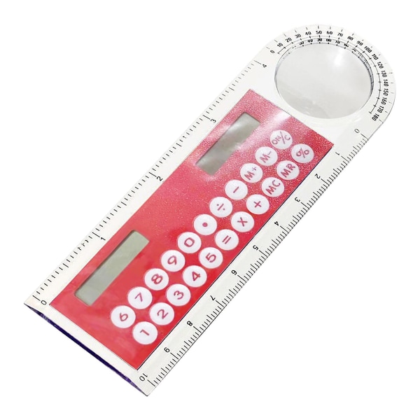 3-i-1 10 cm Solar Ruler Calculator Multifunksjonell storskjerm Mini Solar Card Ruler Calculator