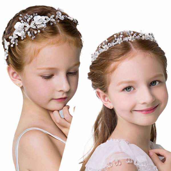 2 stycken Söt prinsessa bröllopshårstycken hårstycken för flickor Bröllop och blomsterflickor bröllop