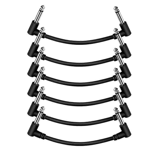Gitarr Patch Kabel Gitarr Effektpedal Kablar, Svart 6-pack 30cm