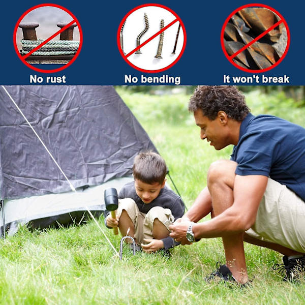 2024 Bakkespikere, Hageplugger, Armering, Galvaniserte Stål L-Kroker, Tunge Bakkeankere for Camping Trampoline Gjerde