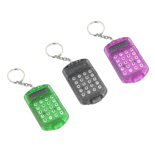 3 kpl Mini avainrenkaan muotoinen laskin Elektroninen laskin Kannettava laskin lapsille opiskelijoille testi (satunnainen väri)