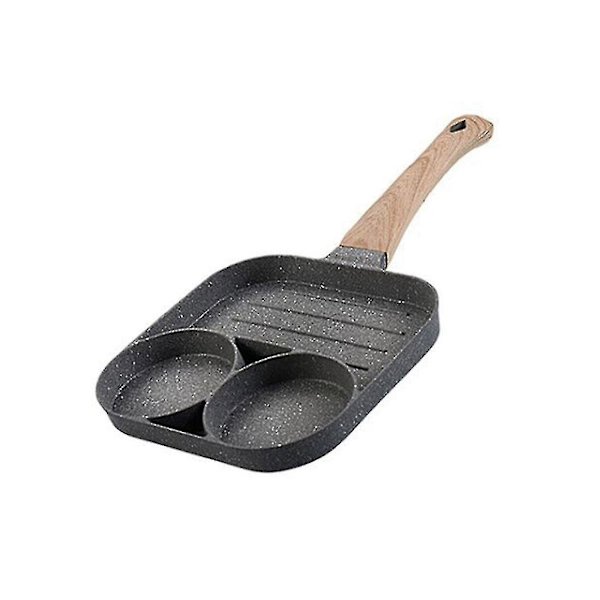 2 Huller Stegepande Fortykket Omeletpande Sort Non-stick Æg Steak Skinke A