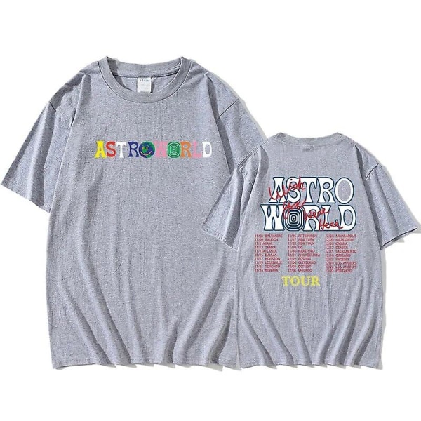 Herre Oversized T-skjorte Herre Dame1:1-bokstavtrykk T-skjorter Hip Hop Streetwear Kanye West Astroworld T-skjorte gray XXXL
