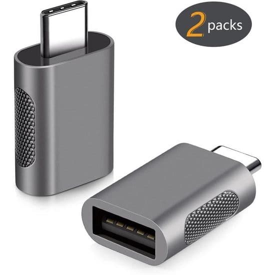 USB C til USB OTG-adapter, USB 3 til 3.0-adapter, kompatibel med MacBook, Microsoft Surface Go og andre enheter (2 stk)