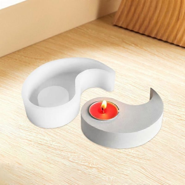 Yin ja Yang silikonimuotti askarteluun, muottitarvikkeet, Yin ja Yang kynttilänjalka, silikonisementtiastia, tuoksukynttilä, taide, Tai Chi