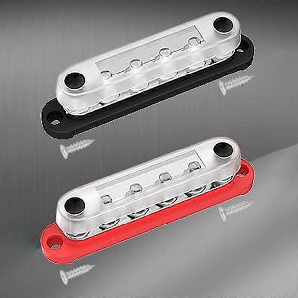 12V Sammelskena 6X5/16 tum (M8) Terminaldubbar 12 Volt Strömfördelningsblock Delar Med Lock Batteri Sammelskena 12V-48V För Bil