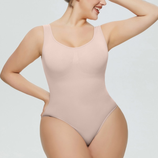Naisten bodi Tummy Control Shapewear Saumaton muotoileva stringi Body Shaper Tank Top Beige Skin 3XL